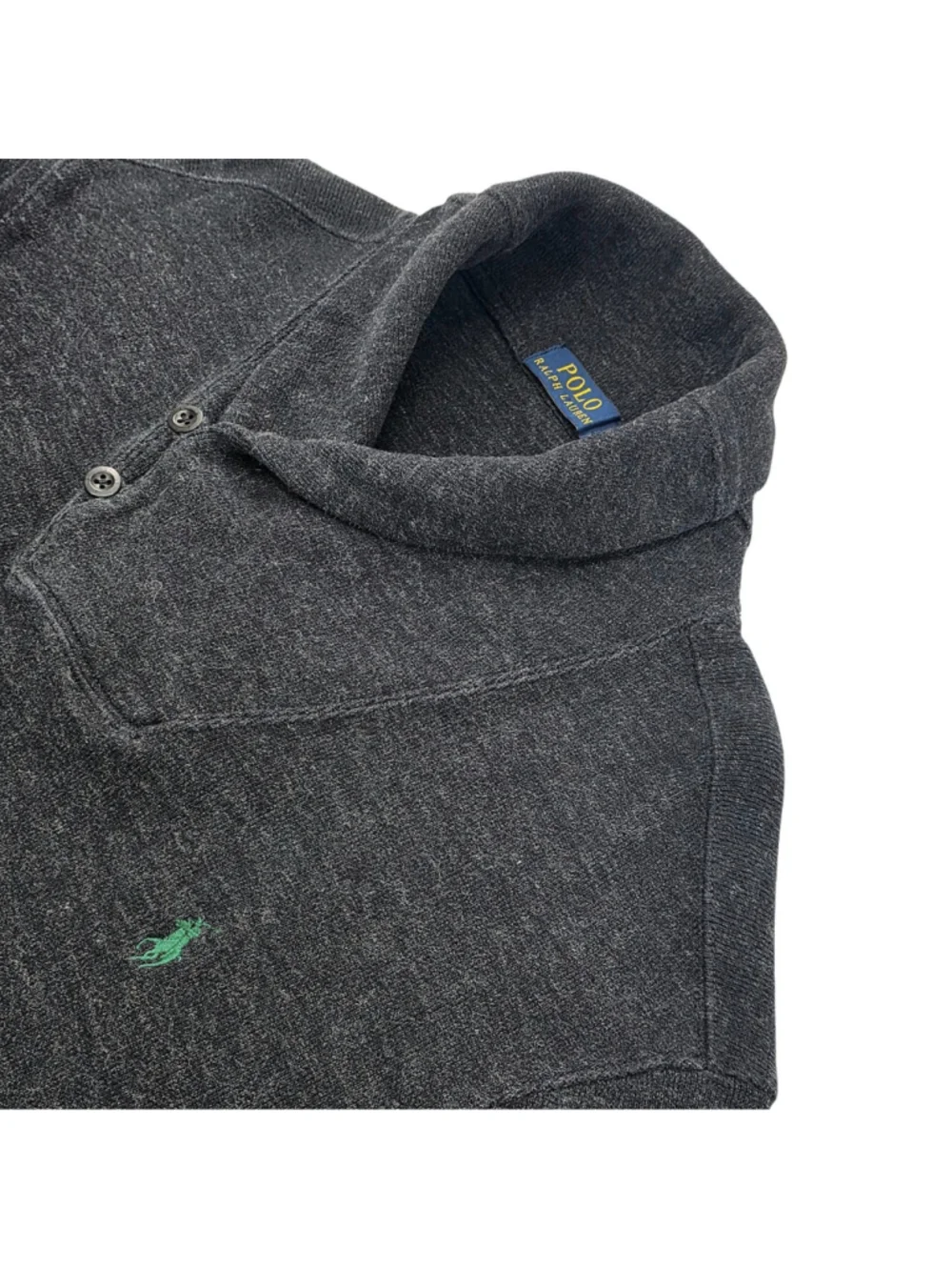 Polo Ralph Lauren Mens XL Cotton Shawl Collar Pullover Sweater Charcoal Gray